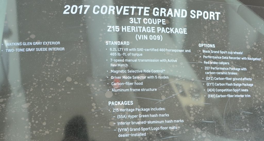 2017 Corvette Grand Sport Heritage Package in Watkins Glen Gray Metallic