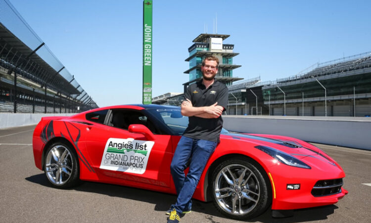 Young Adult Fiction Author And Indiana Native John Green Will Drive The 2016 Chevrolet Corvette Stingray Coupe Pace Car For The Verizon IndyCar Series Angie’s List Grand Prix Of Indianapolis At The Indianapolis Motor Speedway On Saturday, May 14 In Indianapolis, Indiana. (Photo By Bret Kelley For Chevrolet)