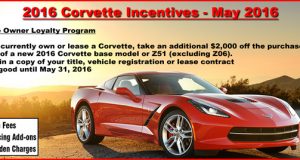 2016 Corvette Incentive Deals in May