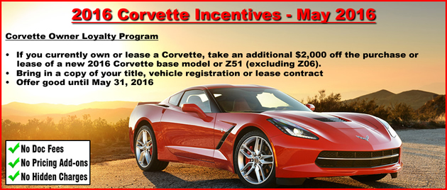 2016 Corvette Incentive Deals in May