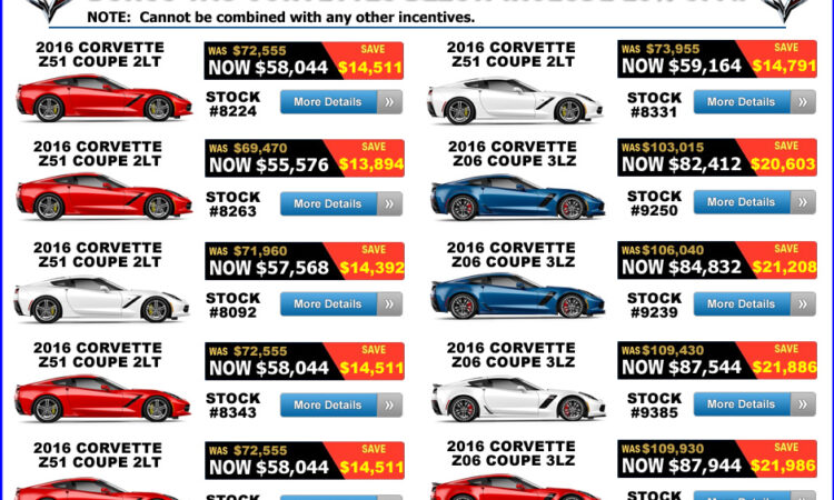 LIMITED TIME OFFER!!! 20% Off Select Bonus Tag 2016 Corvettes!!
