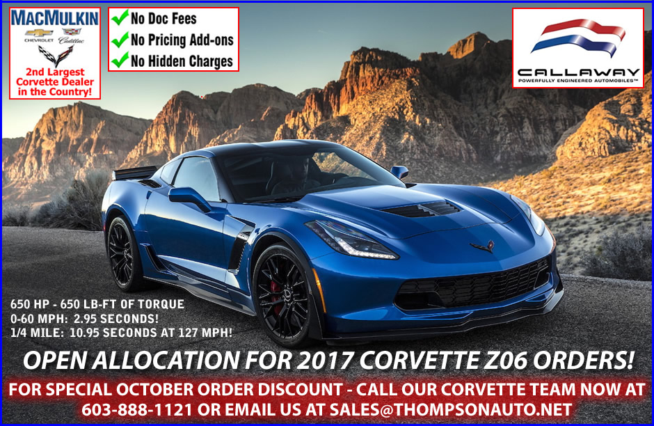 Special Order Discount Open Allocation for 2017 Corvette Z06 Orders