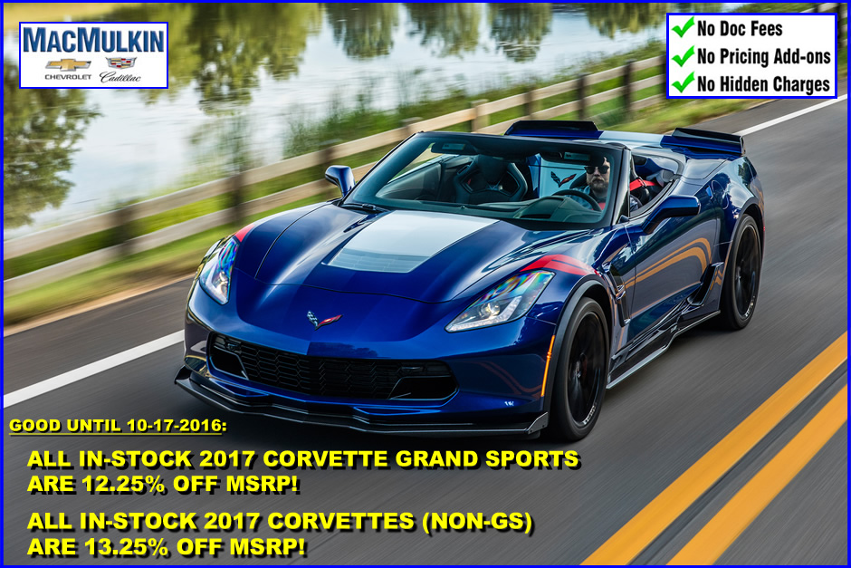 FALL SEASON SALE 2017 Corvette Discounts! MacMulkin Corvette 1