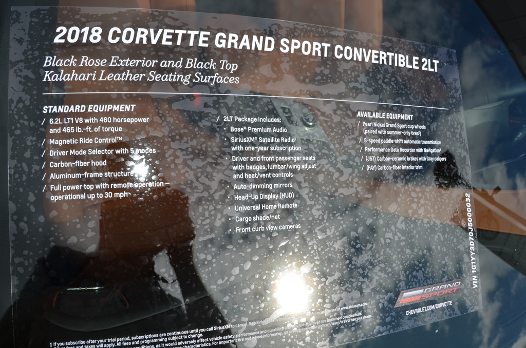 2018 Corvette Grand Sport Convertible 2LT