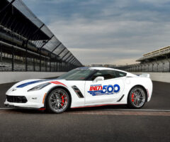 The 2017 Chevrolet Corvette Grand Sport Indianapolis 500 Pace Car At Indianapolis Motor Speedway In Indianapolis, Indiana. The Corvette Grand Sport Will Pace The Field At The Start Of The Verizon IndyCar Series Indianapolis 500 Race On Sunday, May 28, 2017. (Photo By Chris Owens/IMS For Chevy Racing)