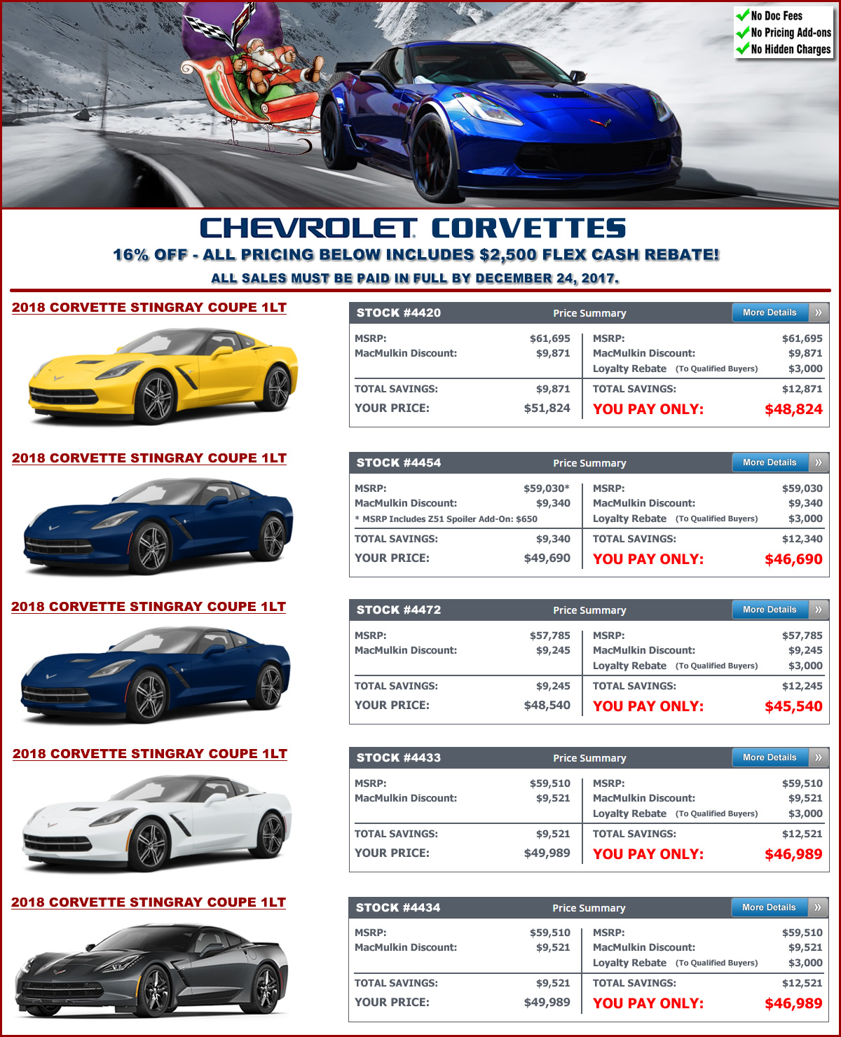 MacMulkin Chevrolet 20 18 Corvette Blowout Sale